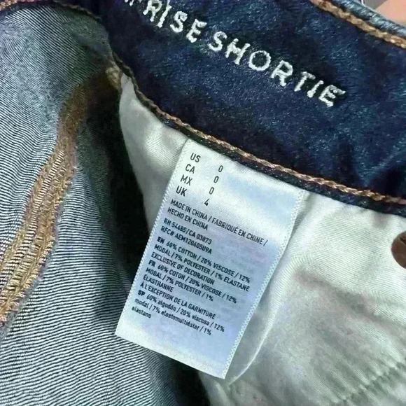 American Eagle Women’s High Rise Dark Denim Country Western Beach Shorts 0 - Picture 7 of 7